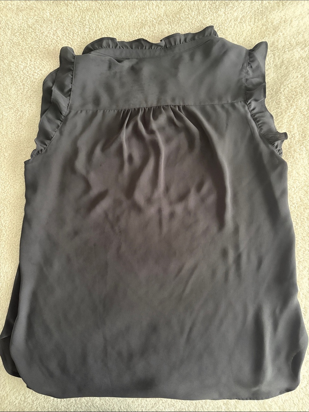 LOFT Dark Gray Ruffled Henley Shell Top - Picture 3 of 3